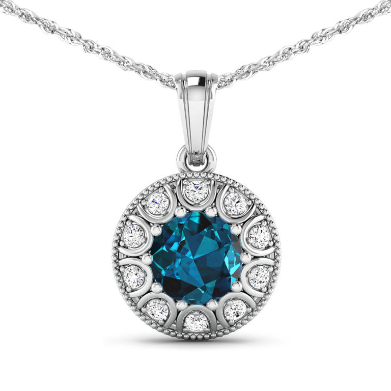 14k Gold Topaz and Diamond Pendant