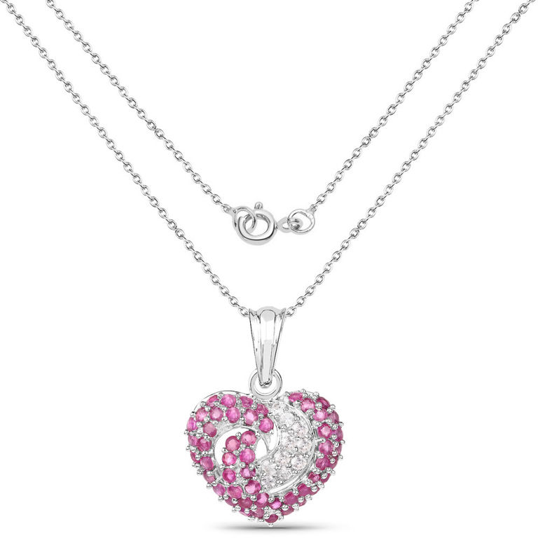 Ruby and White Sapphire Pendant Necklace