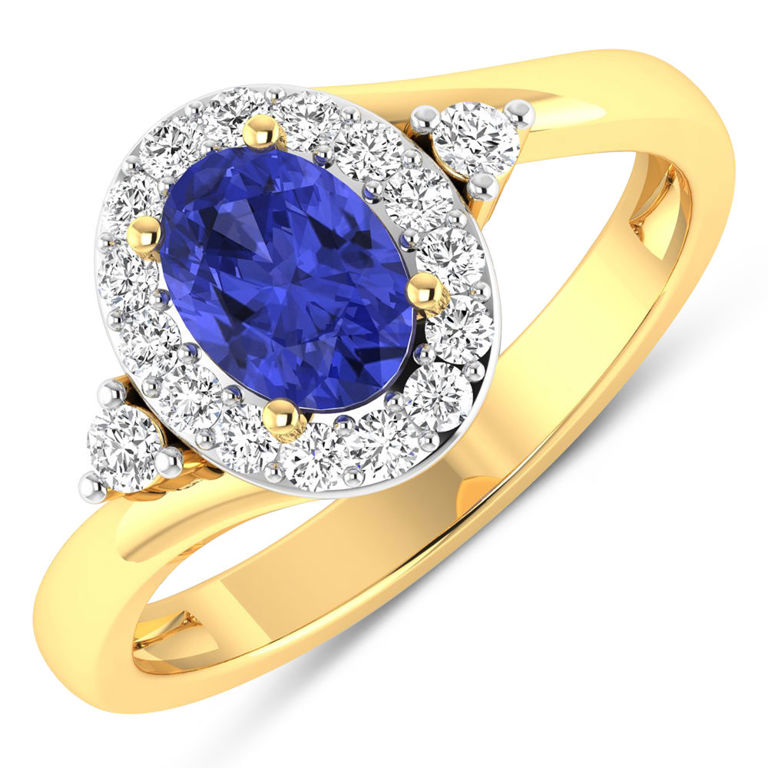 14k Yellow Gold Tanzanite and Diamond Ring