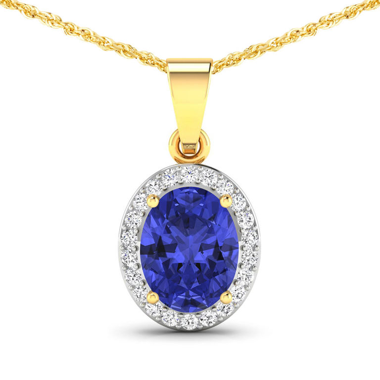 14k Gold Tanzanite and Diamond Pendant