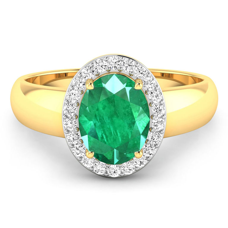 14k Yellow Gold Emerald and Diamond Ring