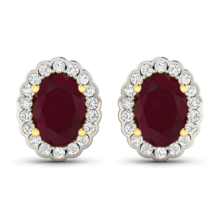 14k Gold Ruby and Diamond Earrings