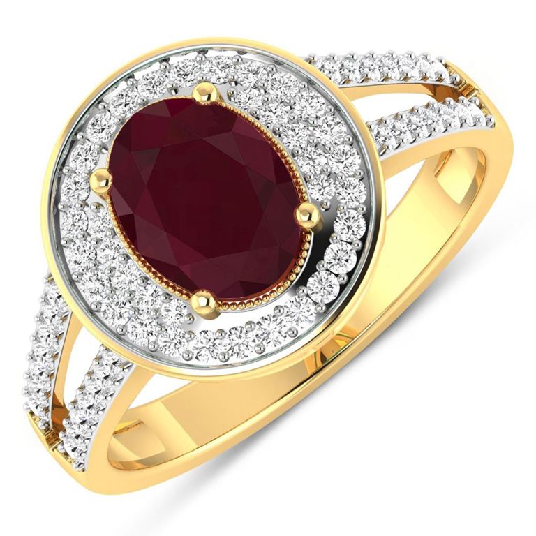 14k Yellow Gold Ruby and Diamond Ring
