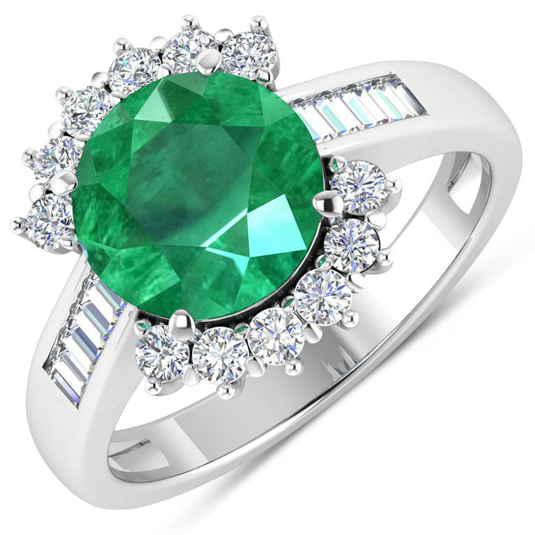 14k Gold Emerald and Diamond Ring