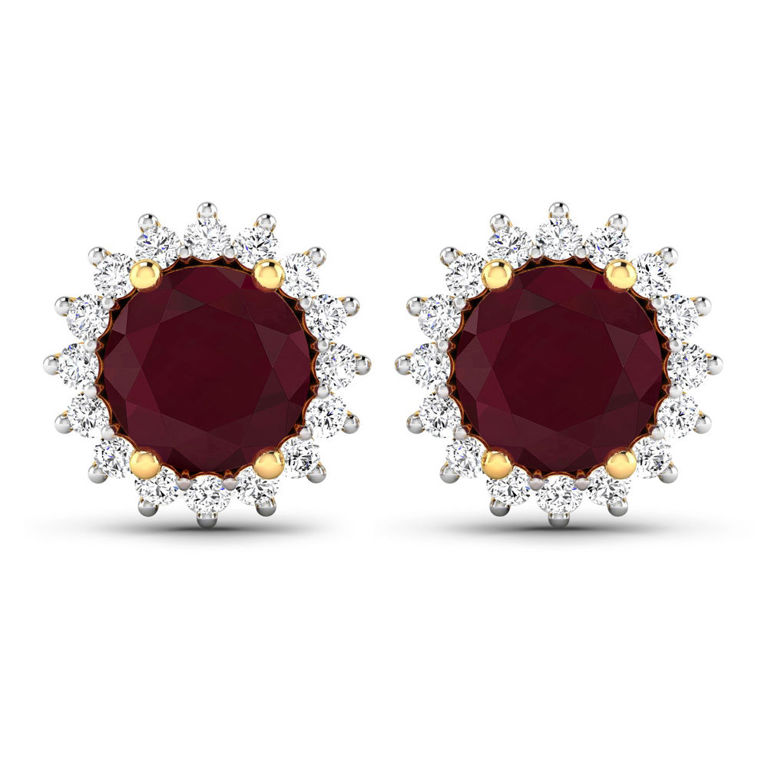 14k Gold Ruby and Diamond Earrings