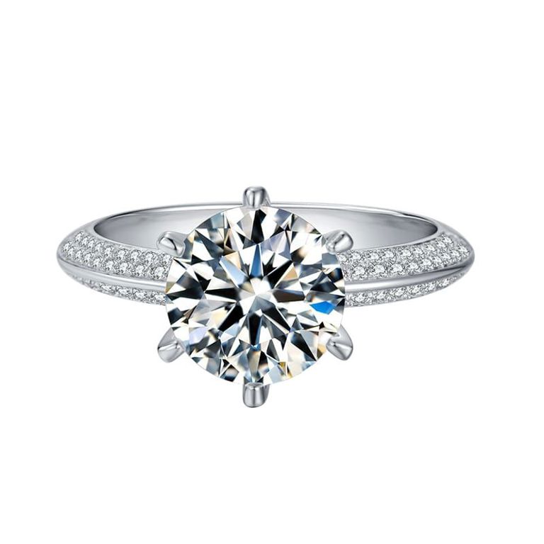 Sterling Silver Moissanite and Cubic Zirconia Ring