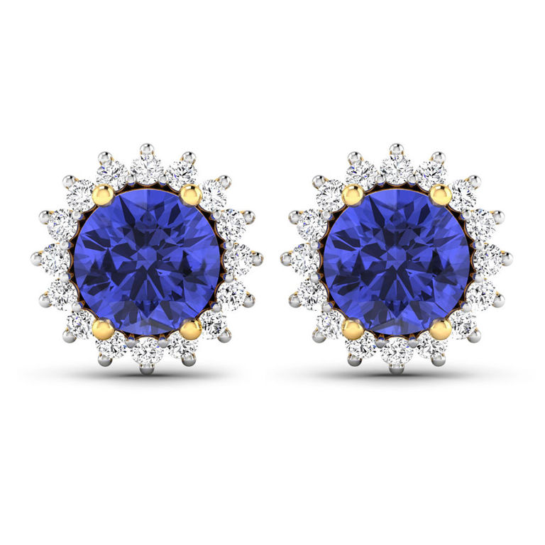 14k Gold Tanzanite and Diamond Earrings