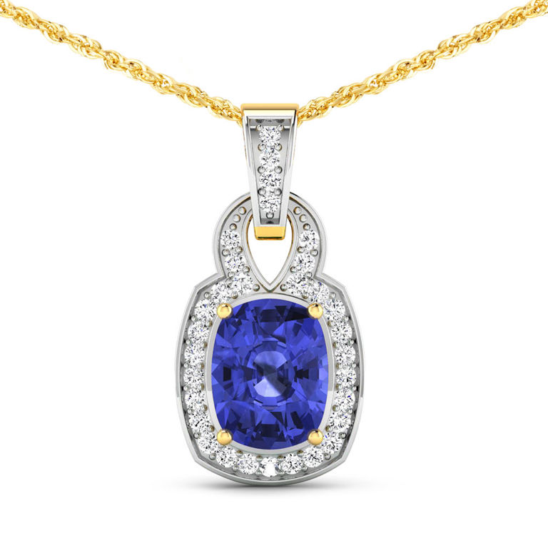 14k Yellow Gold Tanzanite and Diamond Pendant