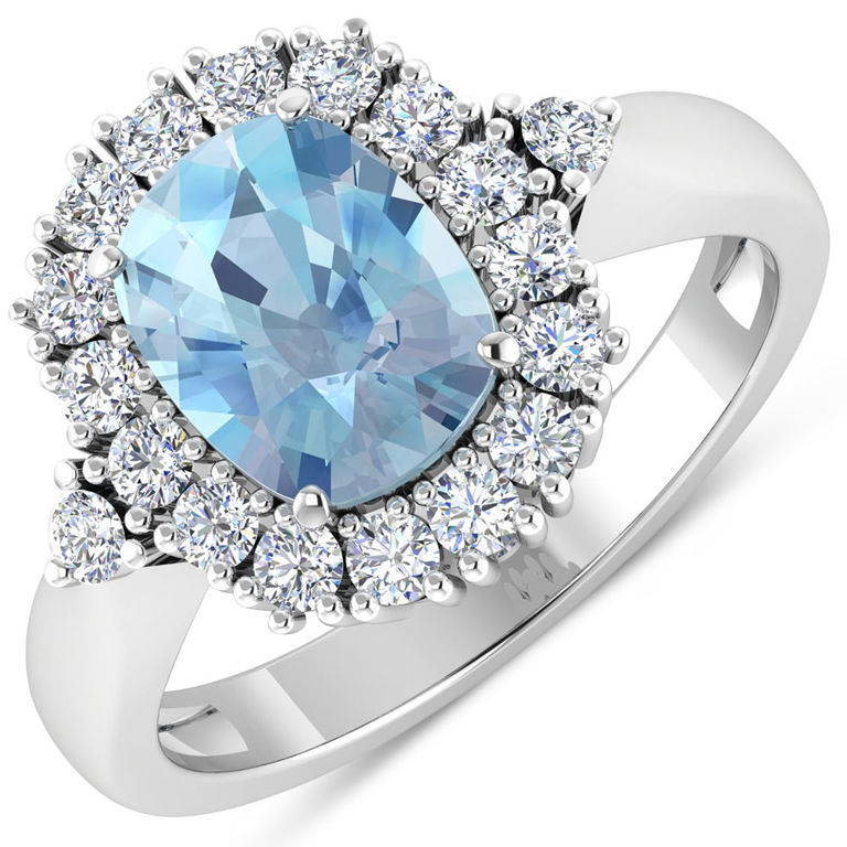 14k Gold Aquamarine and Diamond Ring