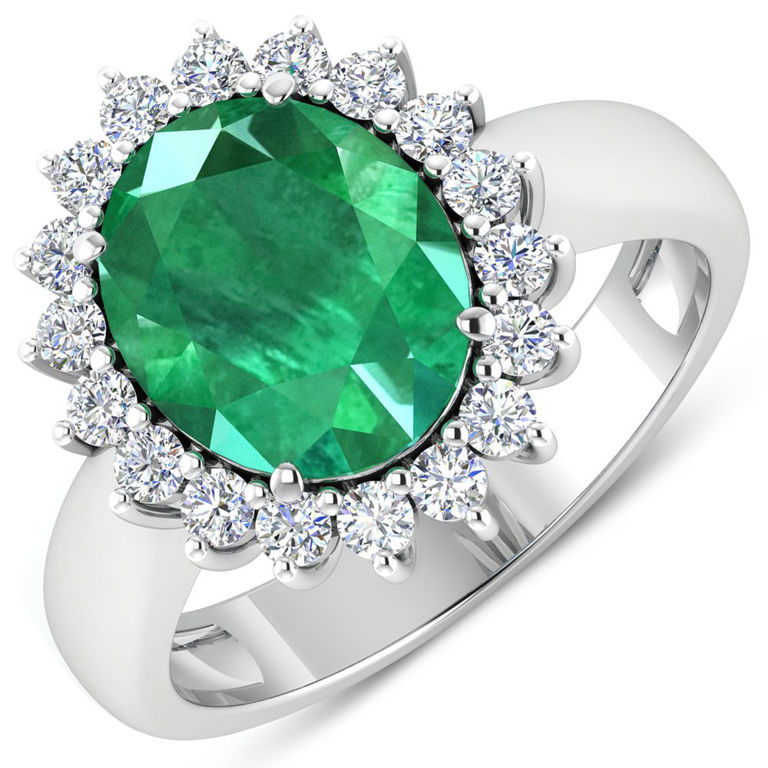 14k Gold Emerald and Diamond Ring