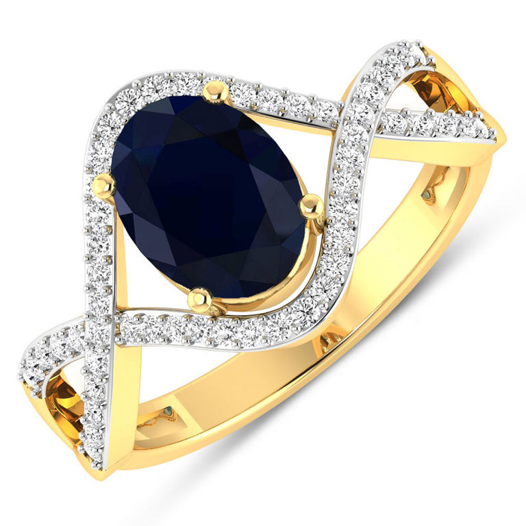 14k Gold Sapphire and Diamond Ring