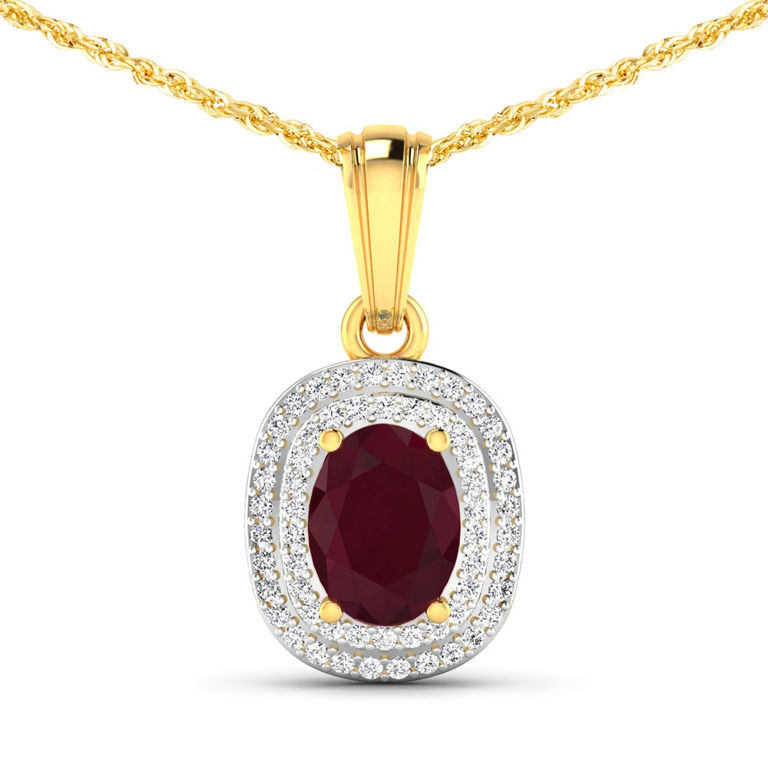 14k Gold Ruby and Diamond Pendant Necklace