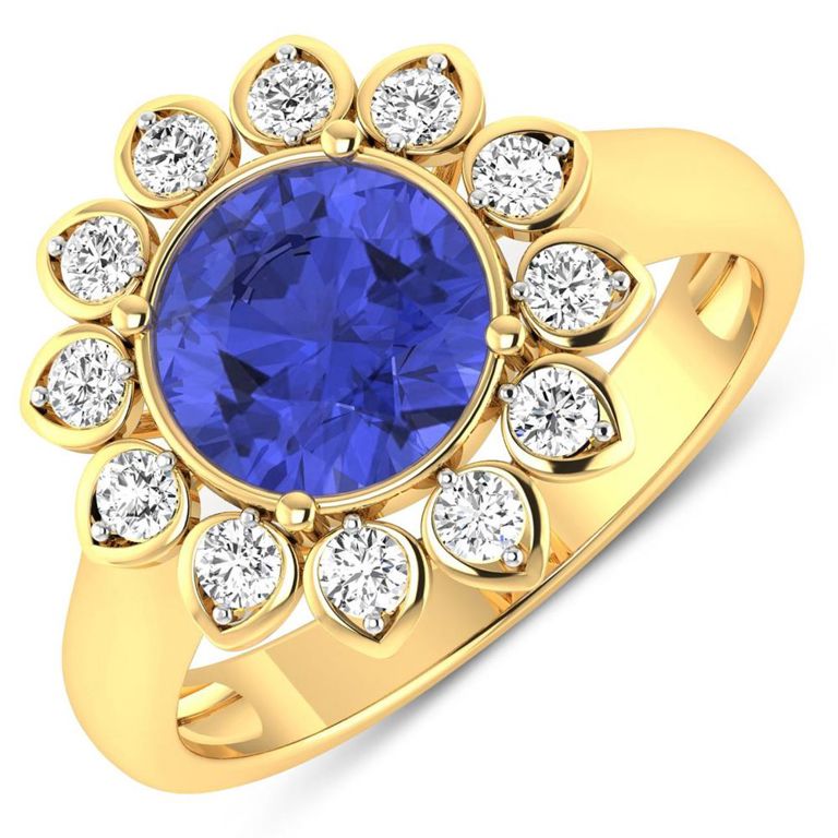 14k Gold Tanzanite and Diamond Ring