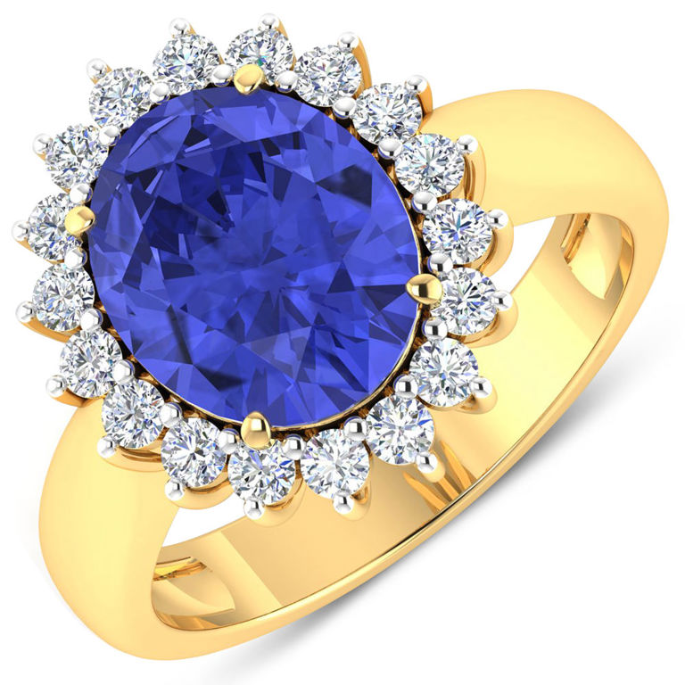 14k Gold Tanzanite and Diamond Ring