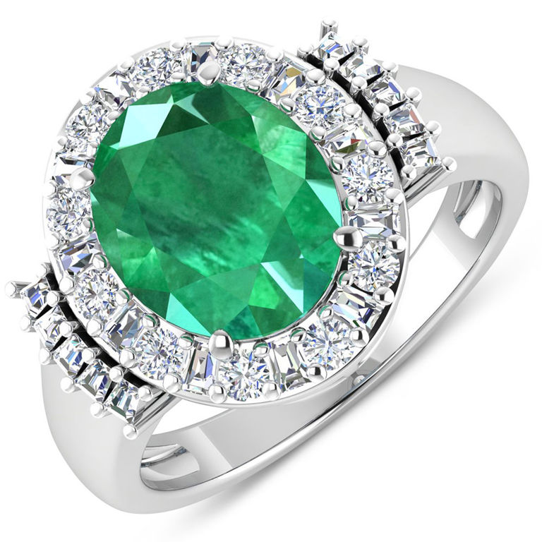14k Gold Emerald and Diamond Ring