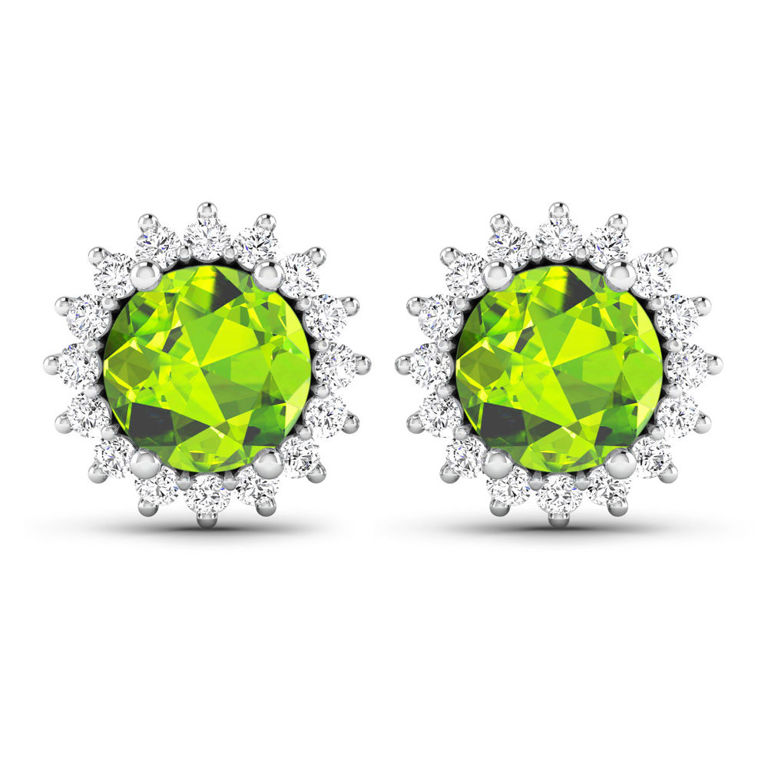 14k Gold Peridot and Diamond Earrings