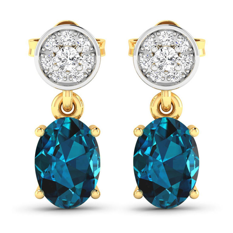 14k Gold Topaz and Diamond Earrings