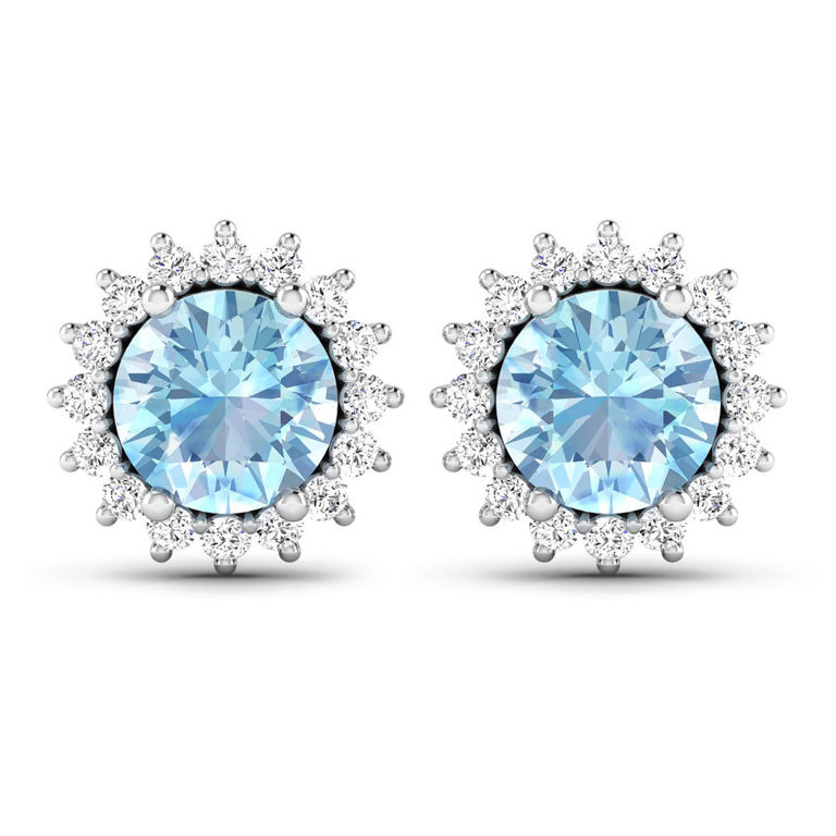 14k Gold Aquamarine and Diamond Earrings
