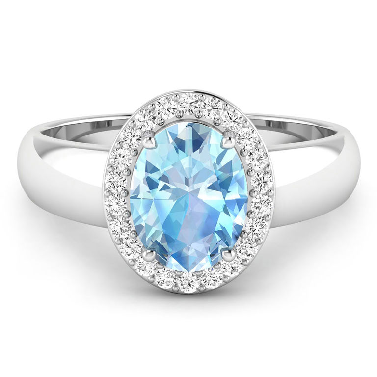 14k Gold Aquamarine and Diamond Ring