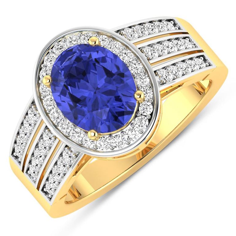 14k Gold Tanzanite and Diamond Ring