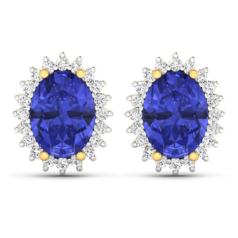 14k Gold Tanzanite and Diamond Earrings