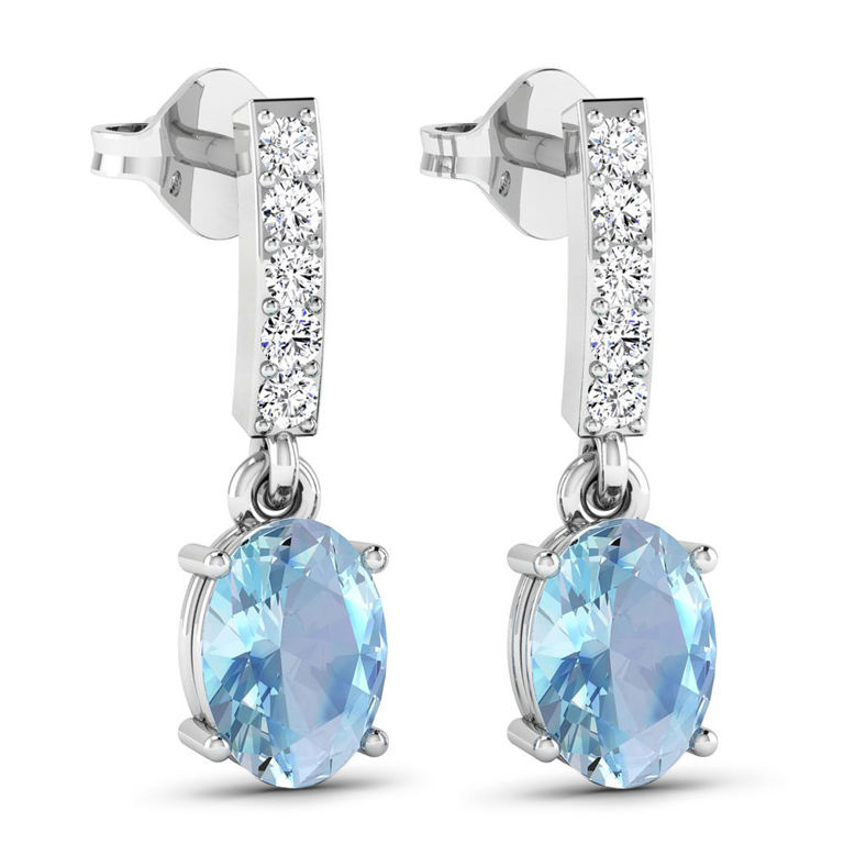 14k Gold Aquamarine and Diamond Earrings