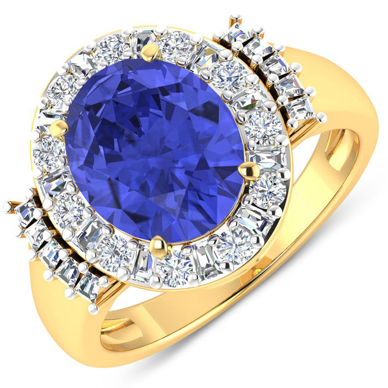 14k Gold Tanzanite and Diamond Ring
