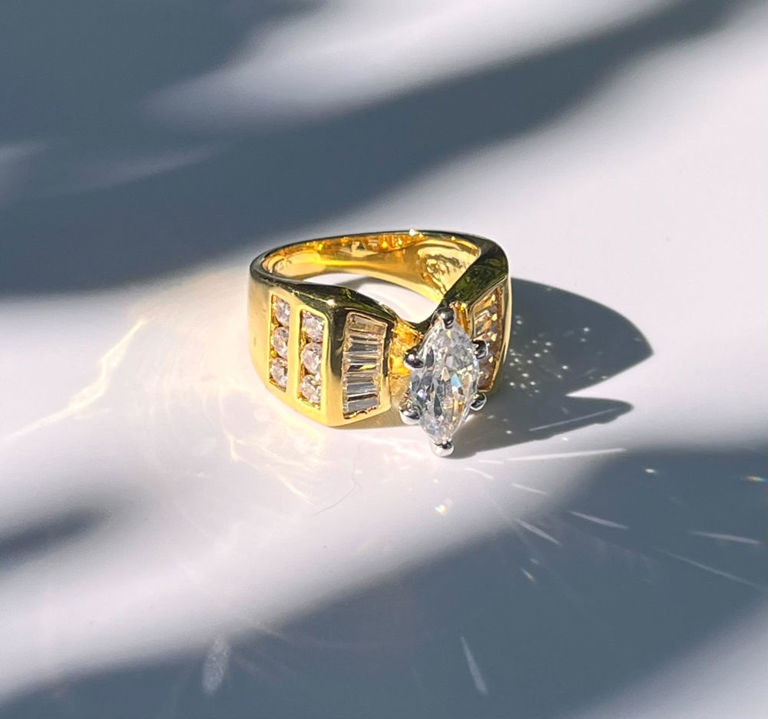 14k Gold Plated Simulated Diamond Ring