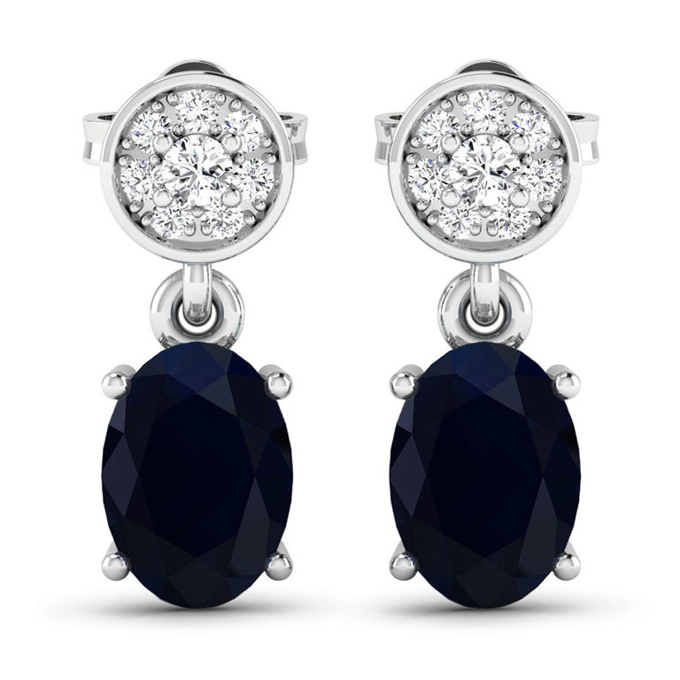 Pair of 14k Gold Sapphire and Diamond Earrings