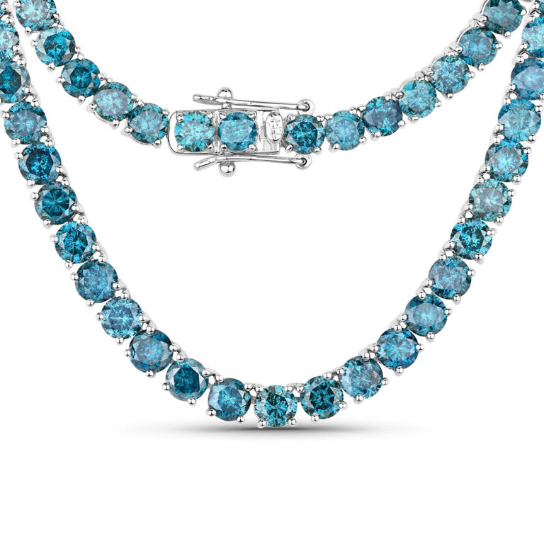 14k Gold Blue Diamond Necklace