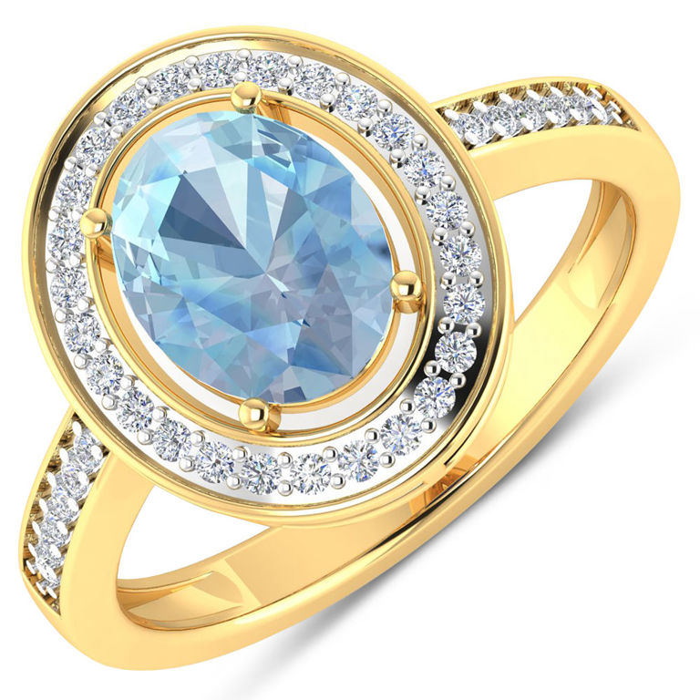 14k Yellow Gold Aquamarine Ring