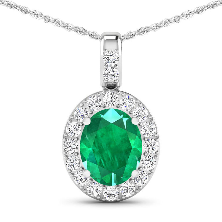 14k Gold Emerald and Diamond Pendant
