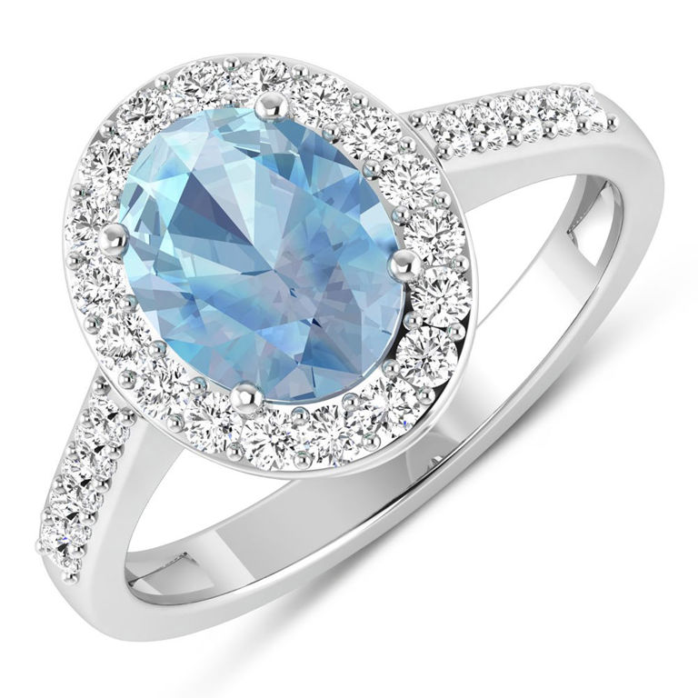 14k Gold Aquamarine and Diamond Ring
