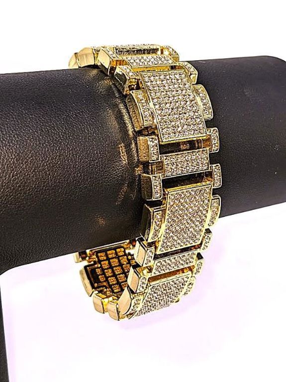 14k Gold Plated Simulated Diamond Link Bracelet