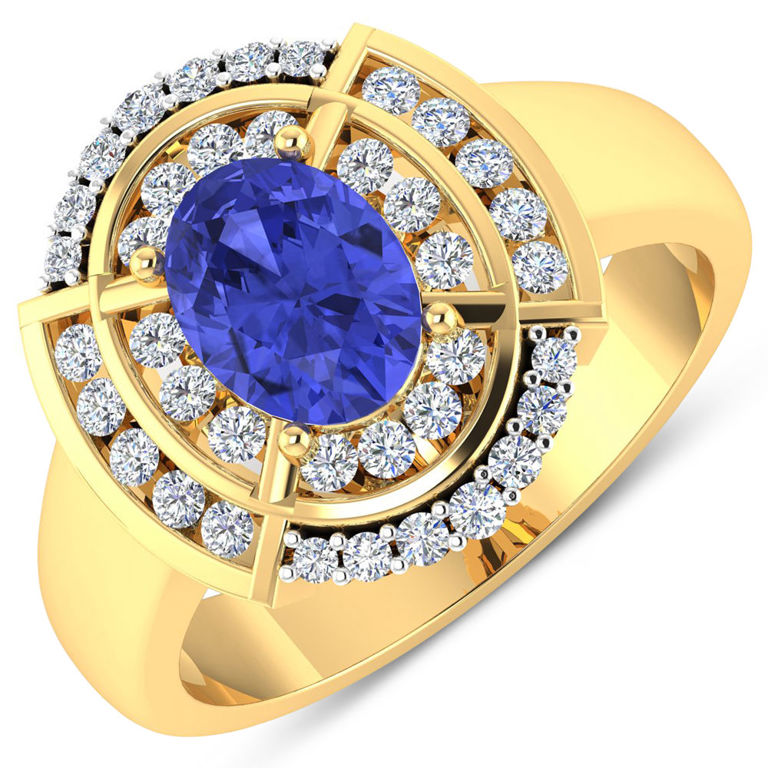 14k Gold Tanzanite and Diamond Ring
