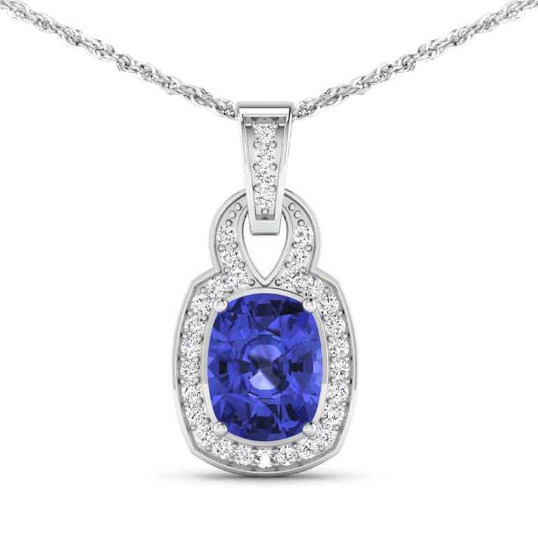 14k Gold Tanzanite and Diamond Pendant