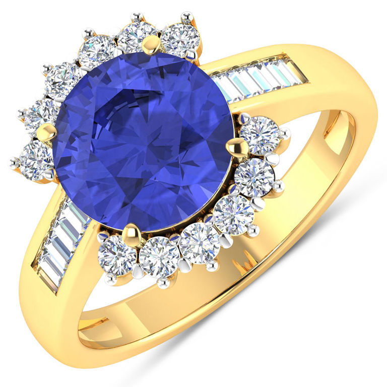 14k Gold Tanzanite and Diamond Ring