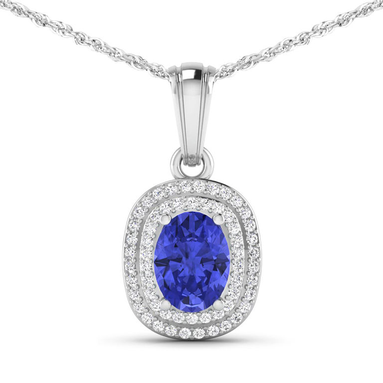 14k Gold Tanzanite and Diamond Pendant Necklace