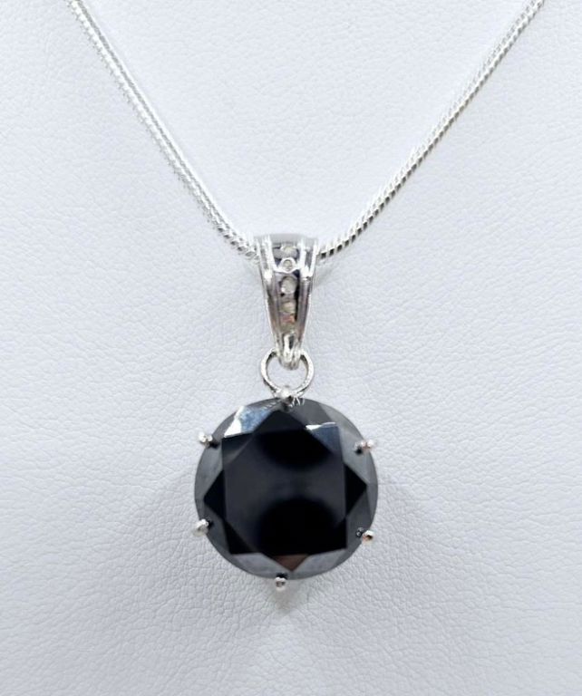Simulated Black Diamond Pendant Necklace