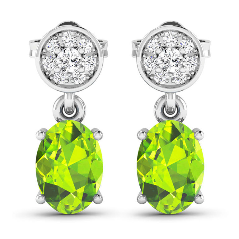 14k Gold Peridot and Diamond Earrings