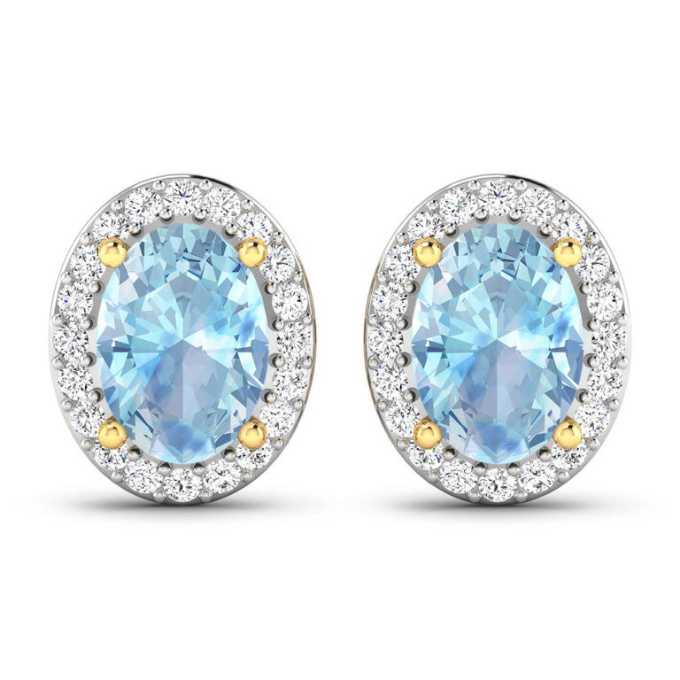 14k Gold Aquamarine and Diamond Earrings