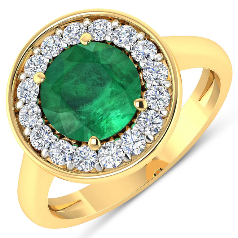 14k Gold Emerald and Diamond Ring