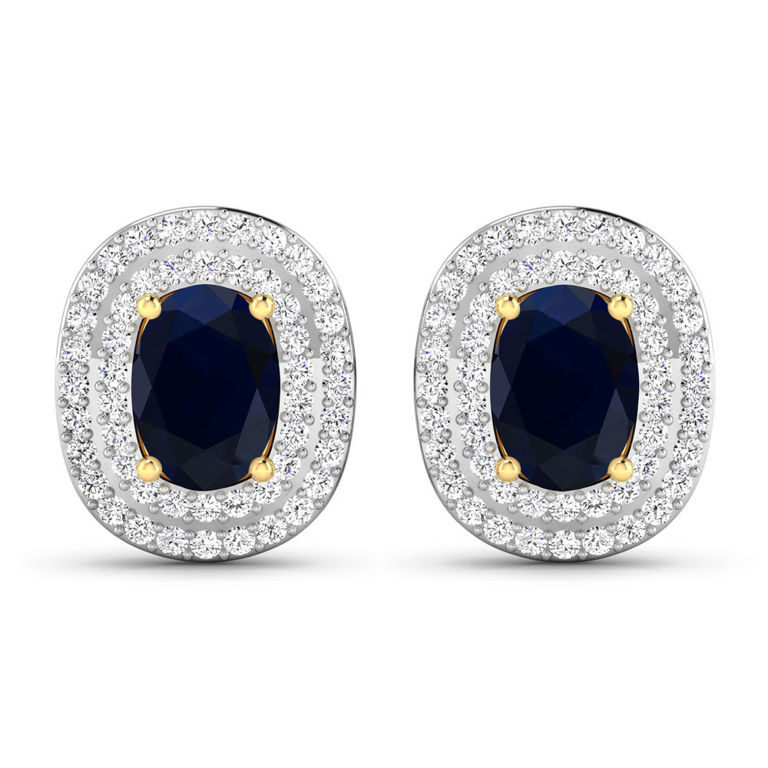 14k Gold Sapphire and Diamond Earrings