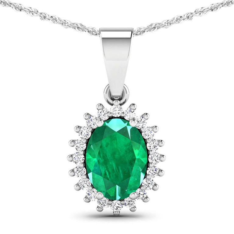 14k Gold Emerald and Diamond Pendant