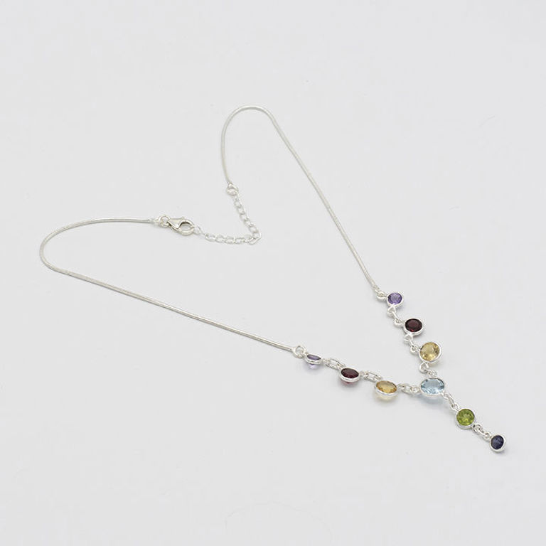 Sterling Silver Mixed Gemstone Necklace