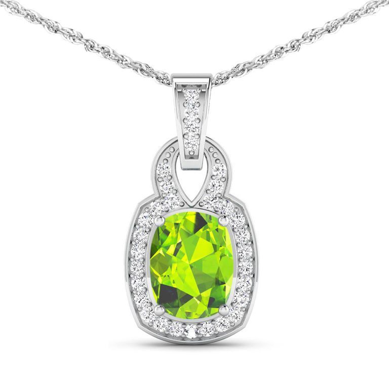 14k Gold Peridot and Diamond Pendant