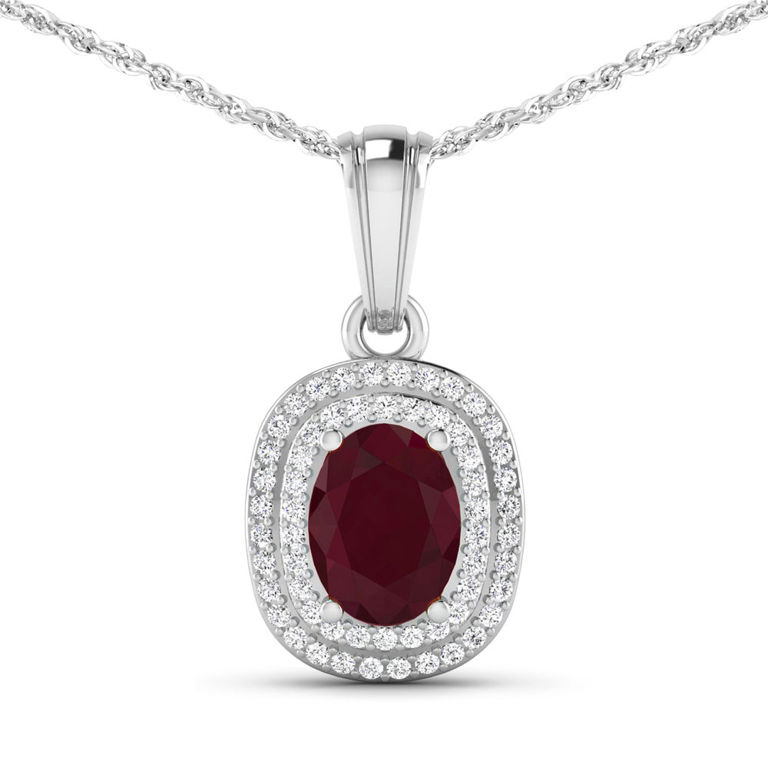 14k Gold Ruby and Diamond Pendant Necklace