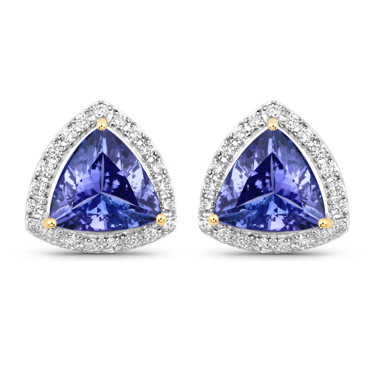 14k Gold Tanzanite and Diamond Earrings