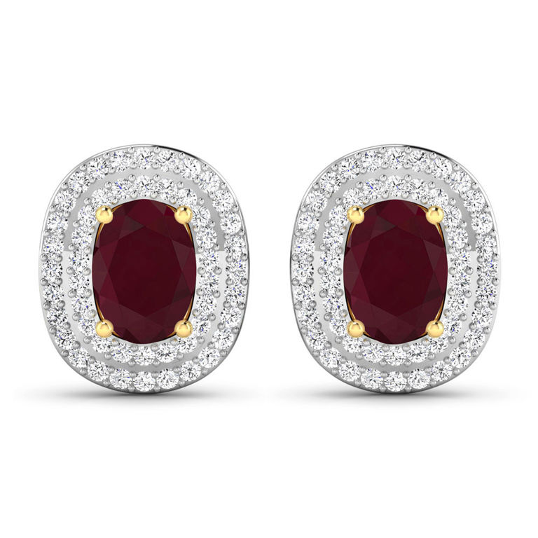 14k Gold Ruby and Diamond Earrings