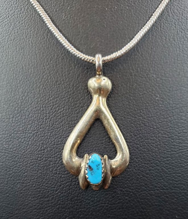 Silver Turquoise Pendant Necklace